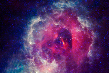 Wall Mural - bright red nebula with stars. elements of this image were furnished by nasa.