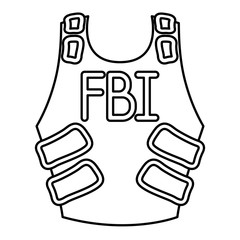 Sticker - fbi bulletproof vest isolated icon