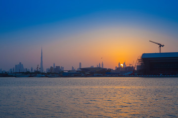 Wall Mural - sunset in Dubai city view, United Arab Emirates