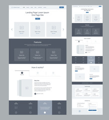 Fototapete - landing page wireframe design for business. one page website layout template. modern responsive desi