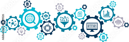 Fotomural Data analysis and digitalization vector illustration