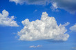 Blue sky with white cumulus mediocris cloud which belongs to the low-level clouds