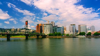 Wall Mural - timelapse of Portland Oregon Skyline on Columbia River