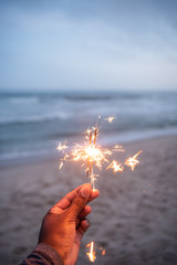 Celebrating with a sparkler