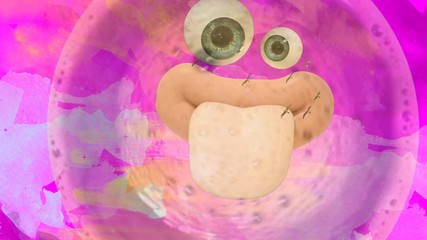 Wall Mural - looped abstract psychedelic music background with crazy eyes