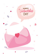 Wall Mural - happy valentines day card with envelope and decoration