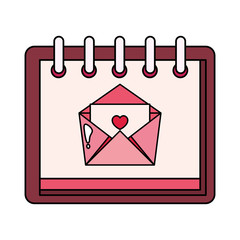 Canvas Print - envelope mail with heart in calendar isolated icon