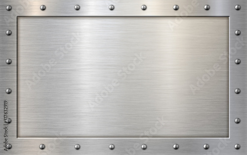 Cuadros en Lienzo metal frame with rivets background 3d illustration