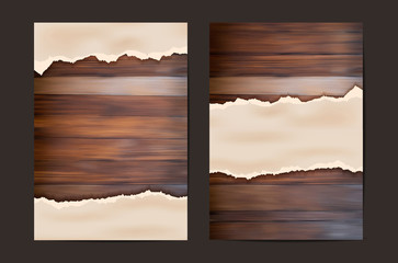 Poster - Grunge paper on wooden wall, Vector illustration in A4 size design