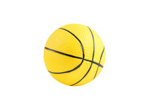 Yellow Basketball Toy Isolated On White Background, Small Ball For Kid