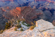 © dhayes - Grand Canyon view from Grandview point. Rock ledge on right; brush, triangular rock formation below.