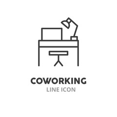 Fototapete - Coworking symbol thin  line icons. Vector illustration symbol elements for web design..