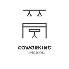 Fototapete - Coworking symbol thin  line icons. Vector illustration symbol elements for web design..
