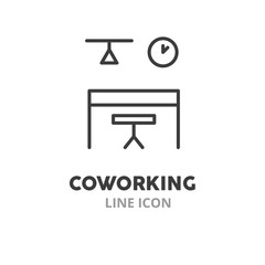 Fototapete - Coworking symbol thin  line icons. Vector illustration symbol elements for web design..