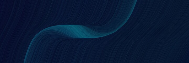 Poster - modern horizontal banner with very dark blue, teal green and black colors. dynamic curved lines with fluid flowing waves and curves
