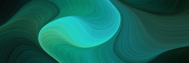 Poster - flowing header design with very dark blue, dark slate gray and light sea green colors. dynamic curved lines with fluid flowing waves and curves