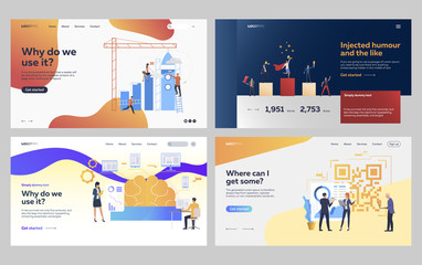 Poster - set of business people building successful digital startup. flat vector illustrations of managers br