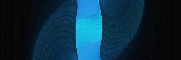 Aufkleber - flowing designed horizontal header with very dark blue, black and dodger blue colors. dynamic curved lines with fluid flowing waves and curves