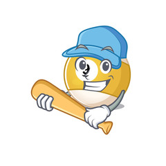 Poster - Sporty billiard ball cartoon character design with baseball