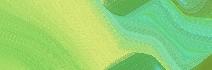 Aufkleber - colorful designed horizontal banner with pastel green, khaki and medium aqua marine colors. dynamic curved lines with fluid flowing waves and curves