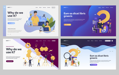 Canvas Print - set of managers making analytics for project. flat vector illustrations of students searching ideas 