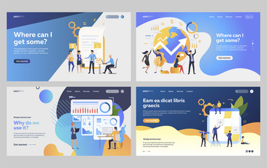 Poster - Set of business people planning financial strategy. Flat vector illustrations of employees developing project. Analytics, development, teamwork concept for banner, website design or landing web page