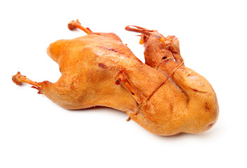 Poster - Smoked duck on white background 