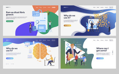 Poster - set of business people developing digital project. flat vector illustrations of office staff working