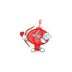 Sticker - A romantic sweet chinese lampion Cupid with arrow and wings