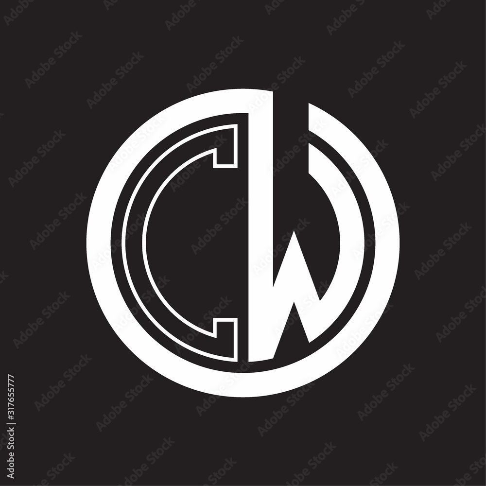 CW Logo with circle rounded negative space design template Stock Vector ...