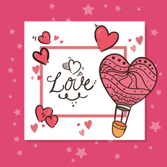 Canvas Print - valentines day card with love lettering and decoration