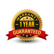 © Tajuddin - Isolated 1 year warranty guaranteed golden seal over white background.