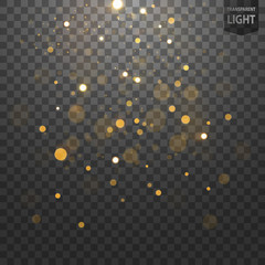 Wall Mural - Abstract Gold Bokeh Scattered on Transparent Background