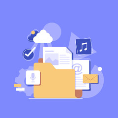 Poster - Cloud storage banner concept,flat design icon vector illustration