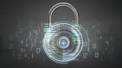 Poster - padlock and security data - 3d rendering