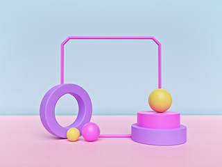 Poster - Geometric shapes interior, Trendy background for social media banners and promotion. Abstract modern design with copy space. 3d rendering