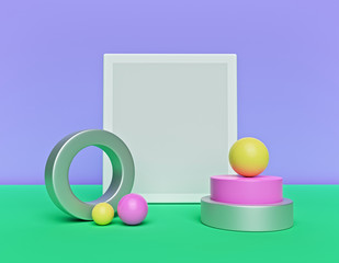 Poster - Geometric shapes interior, Trendy background for social media banners and promotion. Abstract modern design with copy space. 3d rendering