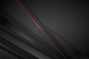 Leinwandbilder - Abstract Corporate black grey and red line contrast background. Vector illustration EPS10