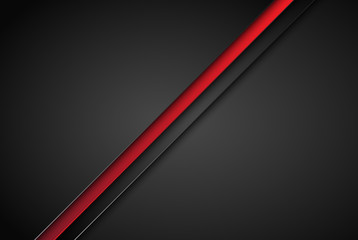 Leinwandbilder - High contrast dark grey and red stripes with shadows on gradient background. Abstract grunge tech graphic banner design. Vector Illustration EPS10