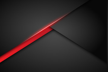 Leinwandbilder - High contrast dark grey and red stripes with shadows and lights on gradient background. Abstract grunge tech graphic banner design. Vector Illustration EPS10