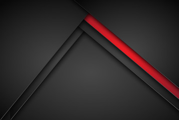Leinwandbilder - High contrast dark grey and red stripes with shadows on gradient background. Abstract grunge tech graphic banner design. Vector Illustration EPS10
