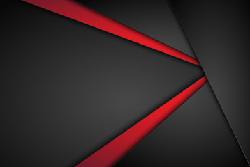 Leinwandbilder - High contrast dark grey and red stripes with shadows on gradient background. Abstract grunge tech graphic banner design. Vector Illustration EPS10