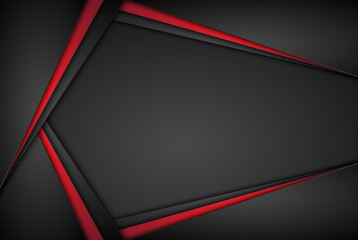 Leinwandbilder - High contrast dark grey and red stripes with shadows on gradient background. Abstract grunge tech graphic banner design. Vector Illustration EPS10