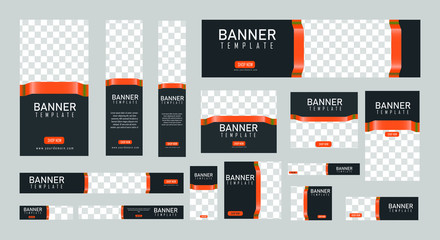 set of creative web banners of standard size with a place for photos. vertical, horizontal and squar