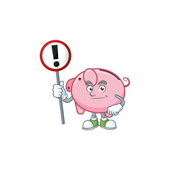 Sticker - A picture of Cartoon mascot of piggy bank rise up a broad