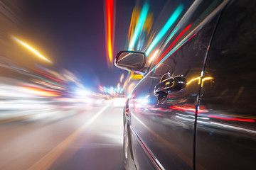 car on the road with motion blur background