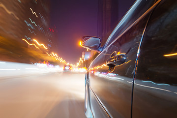 car on the road with motion blur background