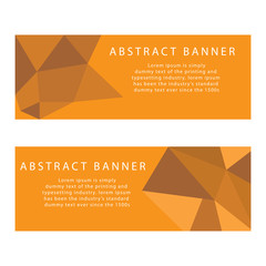 Vector Set of orange banners with polygonal geometric background, facet, low poly, triangles headers