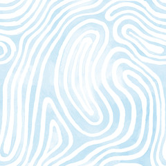 Light blue abstract striped watercolor seamless pattern. Raster hand painted background.