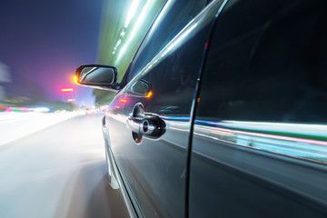 car on the road with motion blur background